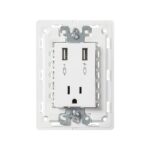 TOMA HEMBRA POLARIZ. BLANCO+ 2P USB S26