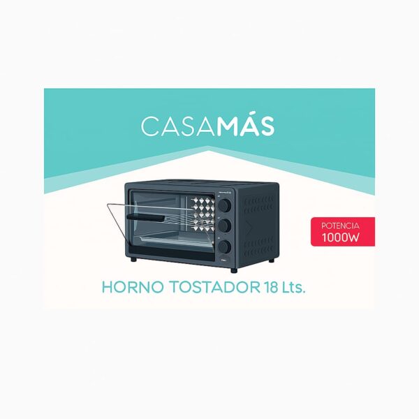 HORNO TOSTADOR 18LTS 1000W CASAMAS