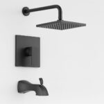 MEZCLADOR DUCHA TINA CUADRADA 8" NEGRO MATE