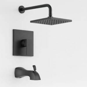 MEZCLADOR DUCHA TINA CUADRADA 8" NEGRO MATE