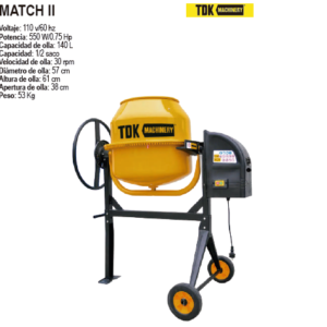 CONCRETERA ELECTRICA 1/2 BOLSA 550W 0.75HP